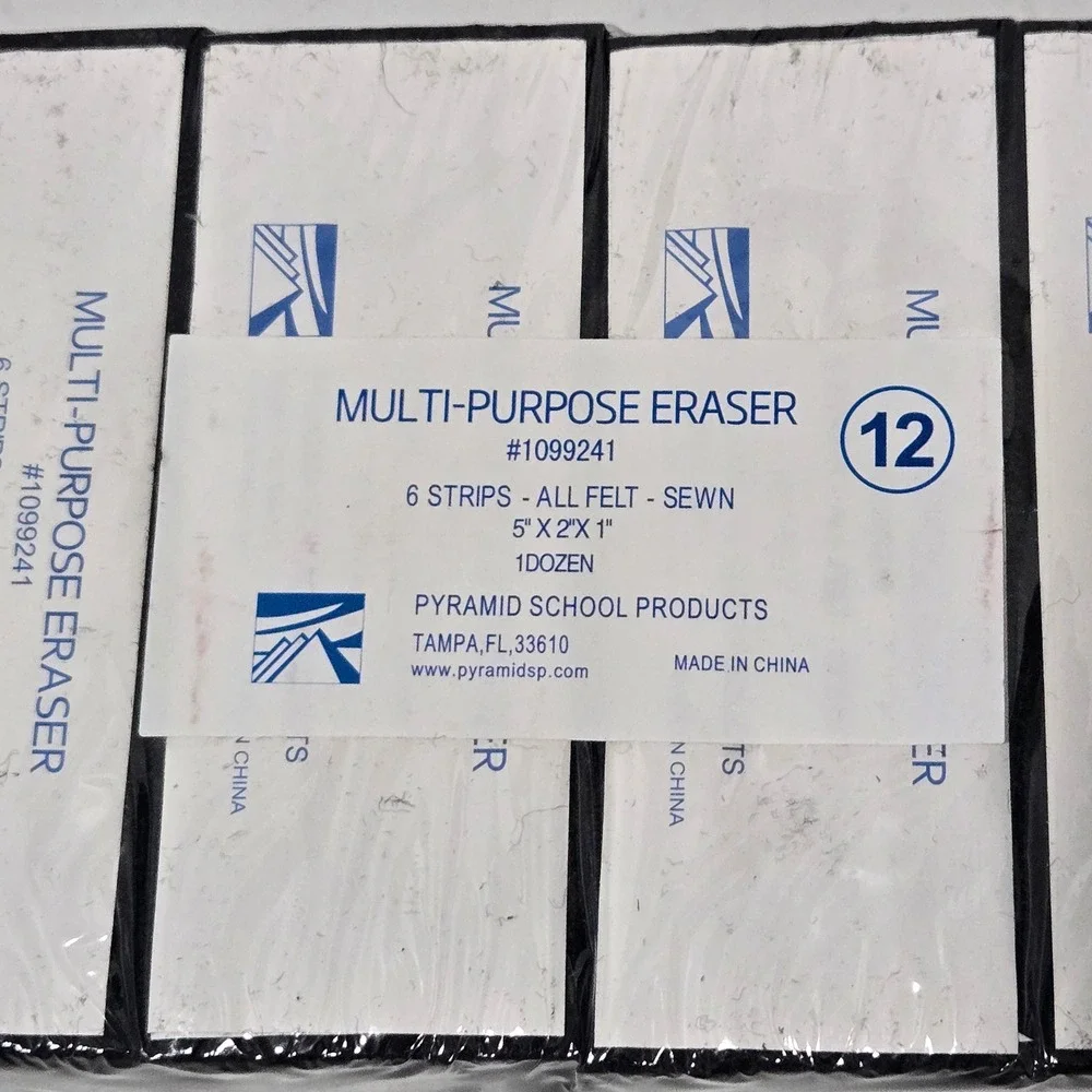 Pyramid School Products Multi-Purpose All Felt Eraser 12 Pack 1099241 Sewn 5x2x1